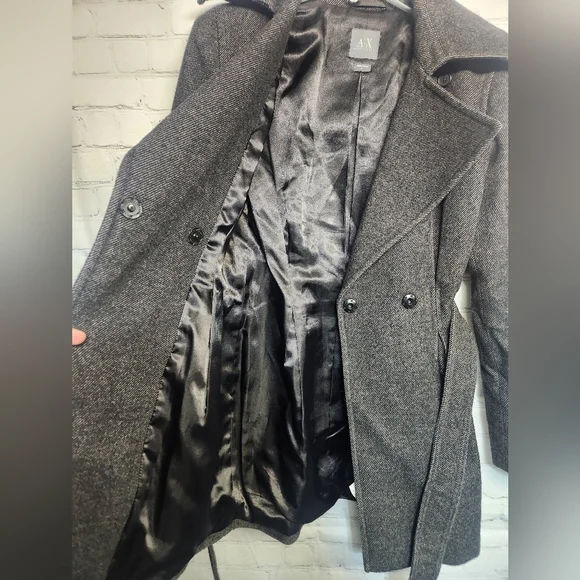 Armani Exchange/ Gray Wool Blend Pea Coat - Picture 4 of 6
